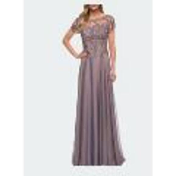 La Femme Size 4 Floral Embroidery Mother of the Bride Gown Mauve Style 29235 - Picture 1 of 11